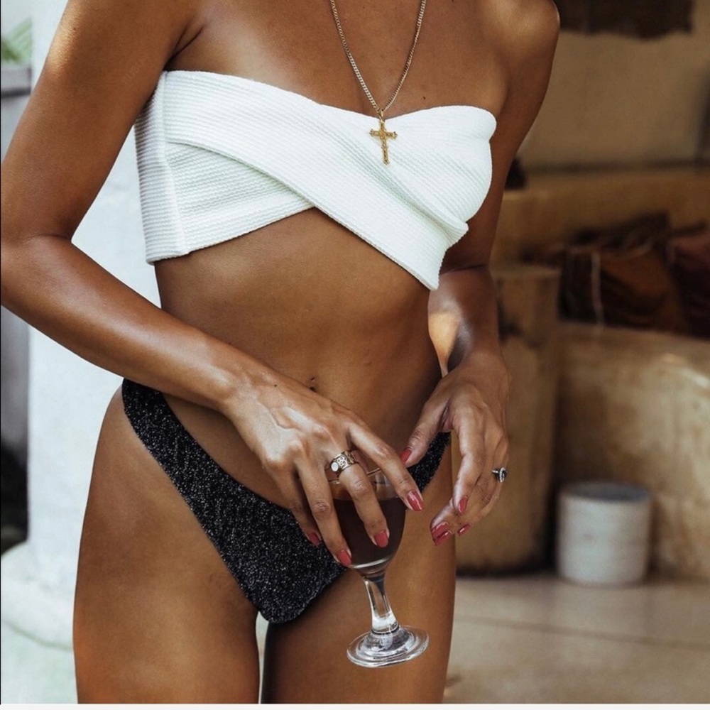 ribbed bandeau bling bikini swimsuits June sale